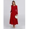 image:imageANRABESS Long Sleeve Midi Dresses for Women Casual 2026 Spring Crewneck A Line Tiered Flowy Loose Trendy Dresses with PocketsRed