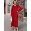 image:imageANRABESS Long Sleeve Midi Dresses for Women Casual 2026 Spring Crewneck A Line Tiered Flowy Loose Trendy Dresses with PocketsRed