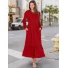 image:imageANRABESS Long Sleeve Midi Dresses for Women Casual 2026 Spring Crewneck A Line Tiered Flowy Loose Trendy Dresses with PocketsRed