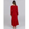image:imageANRABESS Long Sleeve Midi Dresses for Women Casual 2026 Spring Crewneck A Line Tiered Flowy Loose Trendy Dresses with PocketsRed