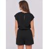 image:imageANRABESS Rompers for Women Summer 2026 Casual Cap Sleeve Crewneck Drawstring One Piece Jumpsuit Outfits with PocketsBlack