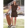 image:imageANRABESS Rompers for Women Summer 2026 Casual Cap Sleeve Crewneck Drawstring One Piece Jumpsuit Outfits with PocketsBrown
