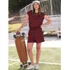 image:imageANRABESS Rompers for Women Summer 2026 Casual Cap Sleeve Crewneck Drawstring One Piece Jumpsuit Outfits with PocketsBurgundy