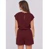 image:imageANRABESS Rompers for Women Summer 2026 Casual Cap Sleeve Crewneck Drawstring One Piece Jumpsuit Outfits with PocketsBurgundy