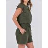 image:imageANRABESS Rompers for Women Summer 2026 Casual Cap Sleeve Crewneck Drawstring One Piece Jumpsuit Outfits with PocketsDark Green