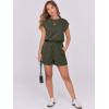 image:imageANRABESS Rompers for Women Summer 2026 Casual Cap Sleeve Crewneck Drawstring One Piece Jumpsuit Outfits with PocketsDark Green