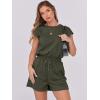 image:imageANRABESS Rompers for Women Summer 2026 Casual Cap Sleeve Crewneck Drawstring One Piece Jumpsuit Outfits with PocketsDark Green