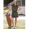 image:imageANRABESS Rompers for Women Summer 2026 Casual Cap Sleeve Crewneck Drawstring One Piece Jumpsuit Outfits with PocketsDark Green