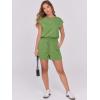 image:imageANRABESS Rompers for Women Summer 2026 Casual Cap Sleeve Crewneck Drawstring One Piece Jumpsuit Outfits with PocketsGrass
