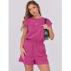 image:imageANRABESS Rompers for Women Summer 2026 Casual Cap Sleeve Crewneck Drawstring One Piece Jumpsuit Outfits with PocketsHot Pink