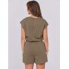 image:imageANRABESS Rompers for Women Summer 2026 Casual Cap Sleeve Crewneck Drawstring One Piece Jumpsuit Outfits with PocketsKhaiki