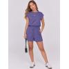 image:imageANRABESS Rompers for Women Summer 2026 Casual Cap Sleeve Crewneck Drawstring One Piece Jumpsuit Outfits with PocketsLight Purple