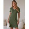 image:imageANRABESS Summer Dress for Women 2026 Beach Vacation Clothes Short Sleeve V Neck Casual T Shirt Sundresses Travel HolidayArmy Green