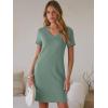 image:imageANRABESS Summer Dress for Women 2026 Beach Vacation Clothes Short Sleeve V Neck Casual T Shirt Sundresses Travel HolidayLight Green