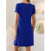 image:imageANRABESS Swimsuit Coverup for Women Crew Neck Short Sleeve Beach Sundresses Summer T Shirt Dress with Pockets PlainPrintRoyal Blue