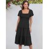 image:imageANRABESS Women Summer Casual Square Neck Flutter Sleeve Boho Smocked ALine Flowy Tiered Modest Midi Sun Dress with PocketsBlack