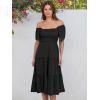 image:imageANRABESS Women Summer Casual Square Neck Flutter Sleeve Boho Smocked ALine Flowy Tiered Modest Midi Sun Dress with PocketsBlack