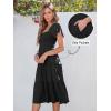 image:imageANRABESS Women Summer Casual Square Neck Flutter Sleeve Boho Smocked ALine Flowy Tiered Modest Midi Sun Dress with PocketsBlack