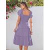 image:imageANRABESS Women Summer Casual Square Neck Flutter Sleeve Boho Smocked ALine Flowy Tiered Modest Midi Sun Dress with PocketsLight Purple