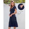 image:imageANRABESS Women Summer Casual Square Neck Flutter Sleeve Boho Smocked ALine Flowy Tiered Modest Midi Sun Dress with PocketsNavy Blue
