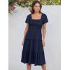 image:imageANRABESS Women Summer Casual Square Neck Flutter Sleeve Boho Smocked ALine Flowy Tiered Modest Midi Sun Dress with PocketsNavy Blue