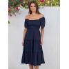 image:imageANRABESS Women Summer Casual Square Neck Flutter Sleeve Boho Smocked ALine Flowy Tiered Modest Midi Sun Dress with PocketsNavy Blue