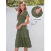 image:imageANRABESS Women Summer Casual Square Neck Flutter Sleeve Boho Smocked ALine Flowy Tiered Modest Midi Sun Dress with PocketsOlive