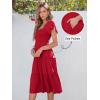 image:imageANRABESS Women Summer Casual Square Neck Flutter Sleeve Boho Smocked ALine Flowy Tiered Modest Midi Sun Dress with PocketsRed