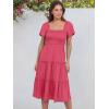 image:imageANRABESS Women Summer Casual Square Neck Flutter Sleeve Boho Smocked ALine Flowy Tiered Modest Midi Sun Dress with PocketsWatermelon