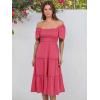 image:imageANRABESS Women Summer Casual Square Neck Flutter Sleeve Boho Smocked ALine Flowy Tiered Modest Midi Sun Dress with PocketsWatermelon