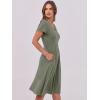 image:imageANRABESS Women Summer Dress Casual Short Sleeve V Neck ALine Knee Length Pleated Flowy 2026 Fashion Midi Dresses with PocketArmy Green
