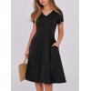 image:imageANRABESS Women Summer Dress Casual Short Sleeve V Neck ALine Knee Length Pleated Flowy 2026 Fashion Midi Dresses with PocketBlack