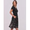 image:imageANRABESS Women Summer Dress Casual Short Sleeve V Neck ALine Knee Length Pleated Flowy 2026 Fashion Midi Dresses with PocketBlack Floral