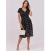 image:imageANRABESS Women Summer Dress Casual Short Sleeve V Neck ALine Knee Length Pleated Flowy 2026 Fashion Midi Dresses with PocketBlack Floral