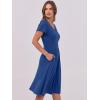 image:imageANRABESS Women Summer Dress Casual Short Sleeve V Neck ALine Knee Length Pleated Flowy 2026 Fashion Midi Dresses with PocketDark Blue
