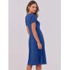 image:imageANRABESS Women Summer Dress Casual Short Sleeve V Neck ALine Knee Length Pleated Flowy 2026 Fashion Midi Dresses with PocketDark Blue