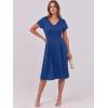 image:imageANRABESS Women Summer Dress Casual Short Sleeve V Neck ALine Knee Length Pleated Flowy 2026 Fashion Midi Dresses with PocketDark Blue