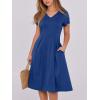 image:imageANRABESS Women Summer Dress Casual Short Sleeve V Neck ALine Knee Length Pleated Flowy 2026 Fashion Midi Dresses with PocketDark Blue