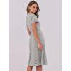 image:imageANRABESS Women Summer Dress Casual Short Sleeve V Neck ALine Knee Length Pleated Flowy 2026 Fashion Midi Dresses with PocketKhaki Polka Dot