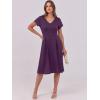 image:imageANRABESS Women Summer Dress Casual Short Sleeve V Neck ALine Knee Length Pleated Flowy 2026 Fashion Midi Dresses with PocketPurple