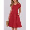 image:imageANRABESS Women Summer Dress Casual Short Sleeve V Neck ALine Knee Length Pleated Flowy 2026 Fashion Midi Dresses with PocketRed