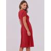 image:imageANRABESS Women Summer Dress Casual Short Sleeve V Neck ALine Knee Length Pleated Flowy 2026 Fashion Midi Dresses with PocketRed