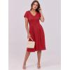 image:imageANRABESS Women Summer Dress Casual Short Sleeve V Neck ALine Knee Length Pleated Flowy 2026 Fashion Midi Dresses with PocketRed