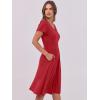 image:imageANRABESS Women Summer Dress Casual Short Sleeve V Neck ALine Knee Length Pleated Flowy 2026 Fashion Midi Dresses with PocketRed