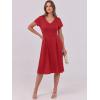 image:imageANRABESS Women Summer Dress Casual Short Sleeve V Neck ALine Knee Length Pleated Flowy 2026 Fashion Midi Dresses with PocketRed