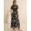 image:imageANRABESS Women Summer Floral Maxi Dress Short Sleeve Boho Flowy Tulle Beach Vacation Wedding Guest 2026 Party Long DressesBlack Pink Floral
