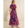 image:imageANRABESS Women Summer Floral Maxi Dress Short Sleeve Boho Flowy Tulle Beach Vacation Wedding Guest 2026 Party Long DressesBlue Orange Floral