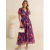 image:imageANRABESS Women Summer Floral Maxi Dress Short Sleeve Boho Flowy Tulle Beach Vacation Wedding Guest 2026 Party Long DressesBlue Orange Floral