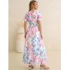 image:imageANRABESS Women Summer Floral Maxi Dress Short Sleeve Boho Flowy Tulle Beach Vacation Wedding Guest 2026 Party Long DressesBlue Pink Floral