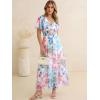 image:imageANRABESS Women Summer Floral Maxi Dress Short Sleeve Boho Flowy Tulle Beach Vacation Wedding Guest 2026 Party Long DressesBlue Pink Floral